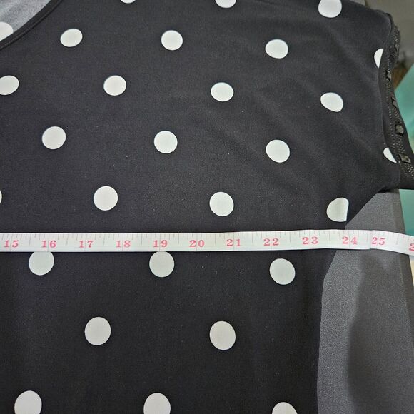 Joseph Ribkoff Womens Polka Dot Tunic Top Sz 12 Black V Neck Embellished Stretch - Picture 7 of 9